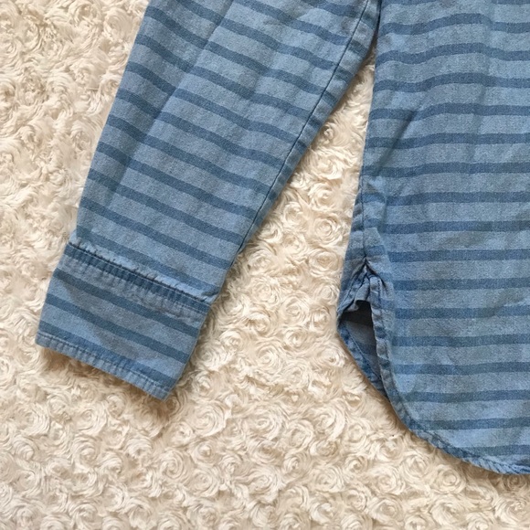$SOLD$ J Crew Striped Popover Chambray Blouse - Picture 5 of 5
